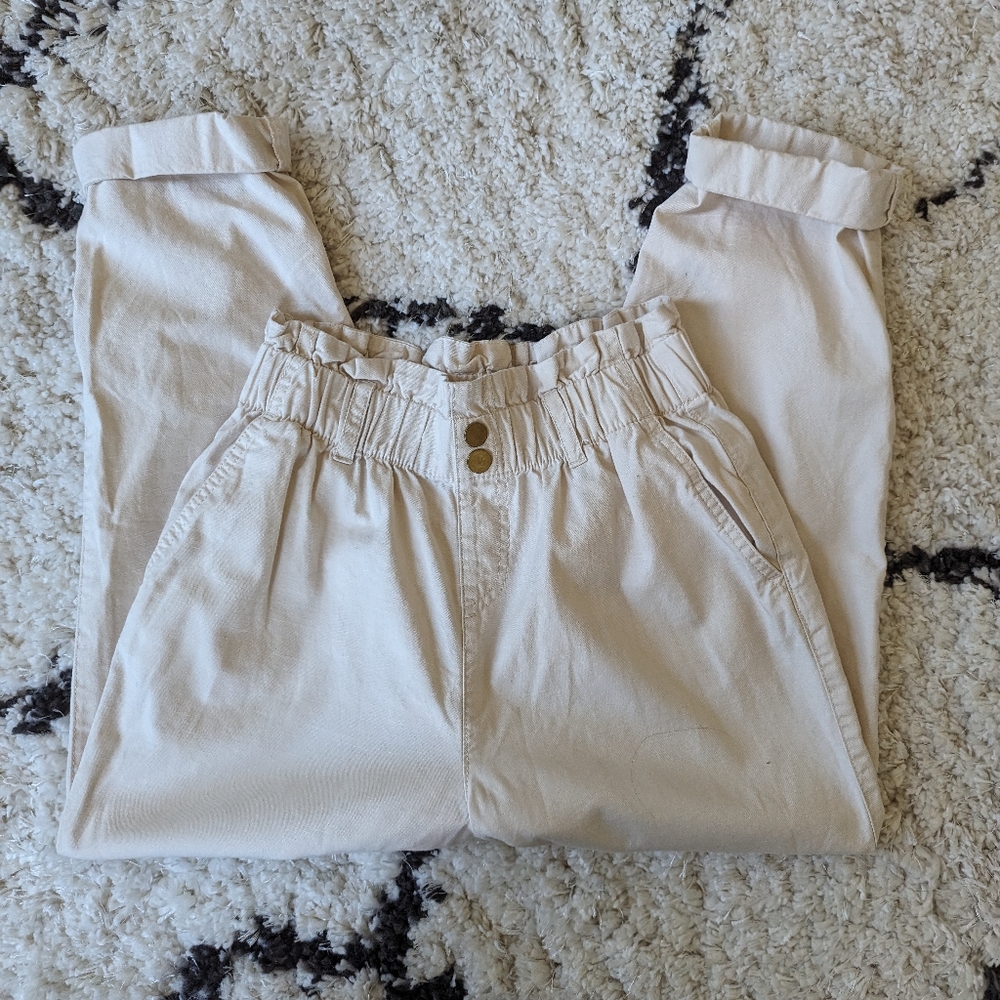LOFT High Rise Straight Paperbag Pants